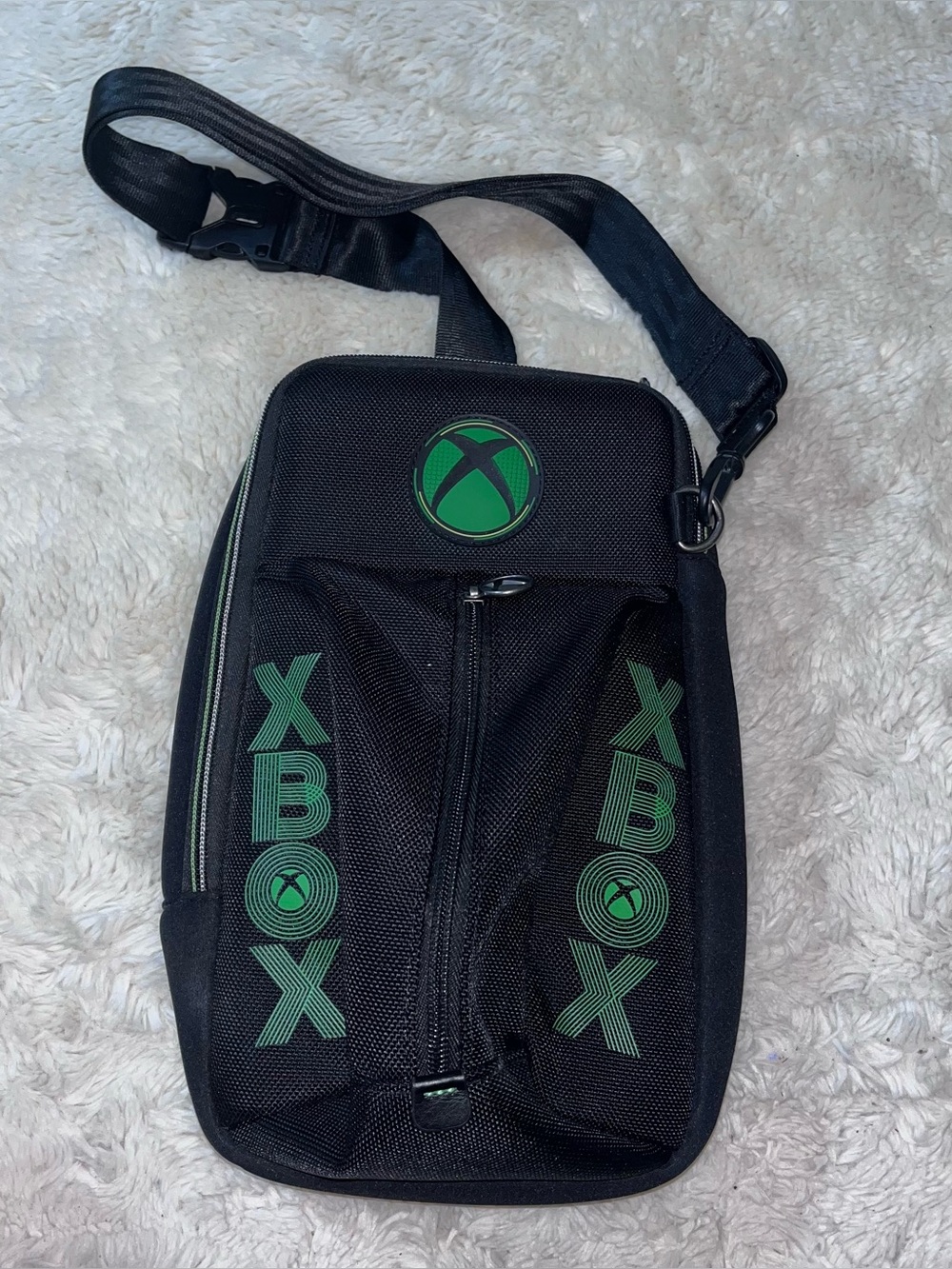 Microsoft Xbox Black & Green Crossbody Sling Bag Carry Case Travel Shoulder Pack